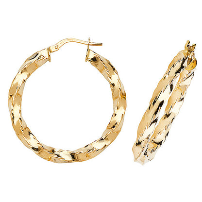 9ct Gold Twisted Hoops