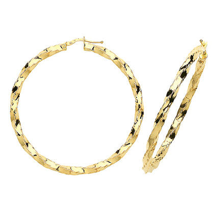 9ct Gold Twisted Hoops