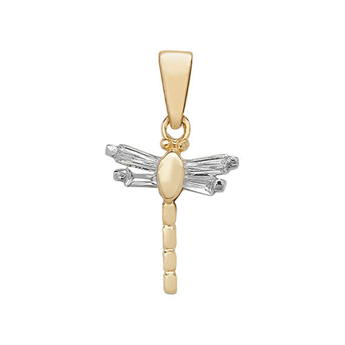 9ct Gold Cz Dragonfly Pendant - PN192